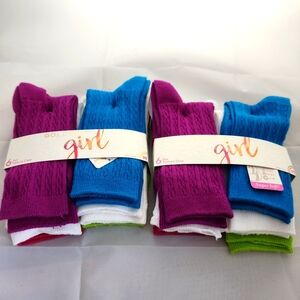 Gold Toe Girls' Pack of 6 Textured Crew Socks Size Medium Shoe Size 9-3.5 New